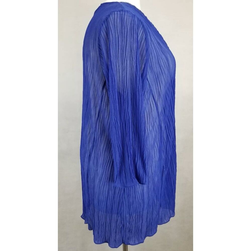 CATHERINES 3/4 SLEEVE EMBROIDERED SHEER OPEN FRONT CARDIGAN Size 3X (26/28W) - Picture 4 of 10